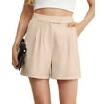 thumbnail image 1 of JWD Women's Shorts Summer High Waisted Work Shorts Elastic Waist Back Casual Shorts with Pocket Beige M, 1 of 8