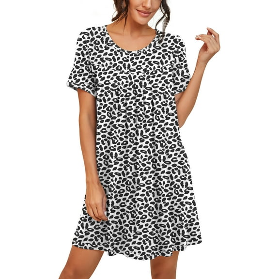 JWD Womens Sleepwear Short Sleeve Nightgown Soft Sleepshirt Pleated Nightshirt Scoopneck Casual Loungewear