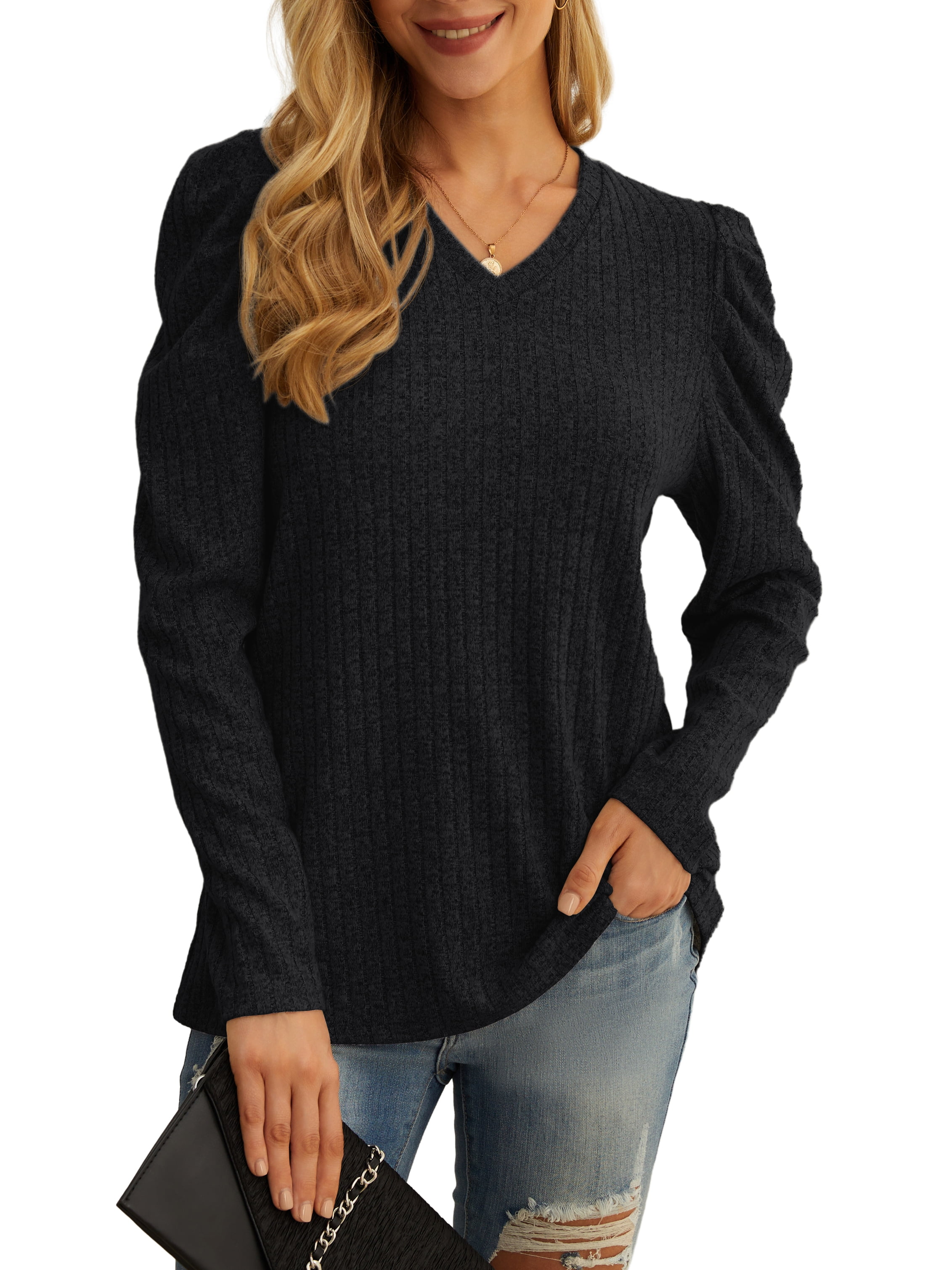 Vrtige Women's V-Neck Batwing Sleeve Blouse - Loose Fit Tunic Top (Dark Green, XX-Large)