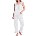 thumbnail image 1 of JWD Womens Two Piece Pajama Set Soft Sleeveless Ruffle Strap Cami Top and Long Pants Lightweight Lounge Sleepwear White 2XL, 1 of 7