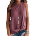 thumbnail image 1 of JWD Womens Waffle Knit Tunic Casual Blouse Sleeveless Cute Twist Knot Tank Tops Rust Red L, 1 of 3