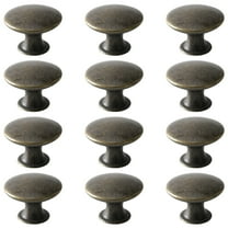 JWDX, 12 Handles 12Pc Vintage Cabinet Knobs Antique Bronze Cupboard Door Pull Knob Round Alloy Dresser Knob Single Hole Drawer Handle Knob with 12 Screws for Furniture Kitchen Closet Wardrobe Decor