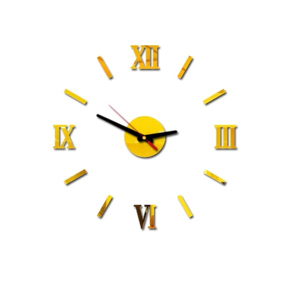 Clearance! JWDX Alarm Clock Clearance 3D Diy Roman Numbers Acrylic Mirror Wall Sticker Clock Home Decor Mural Decals Gold