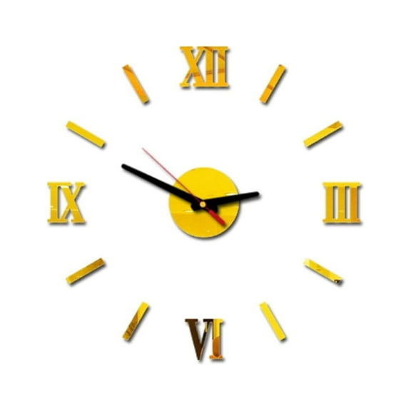 Clearance! JWDX Alarm Clock Clearance 3D Diy Roman Numbers Acrylic Mirror Wall Sticker Clock Home Decor Mural Decals Gold