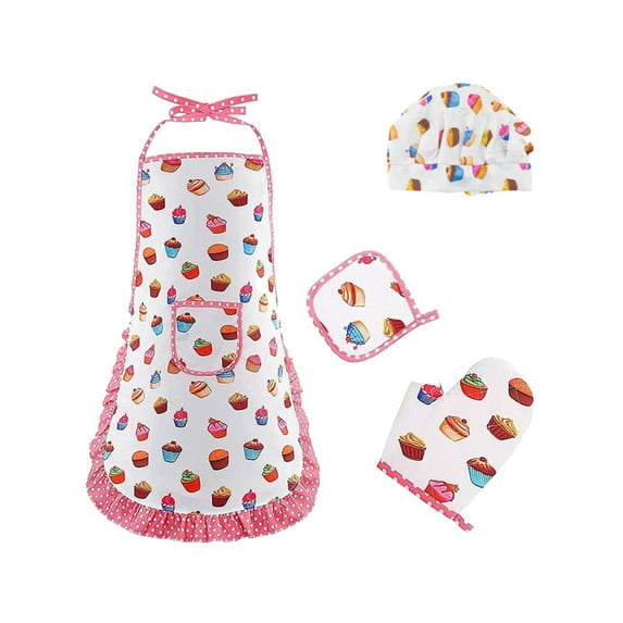 JWDX Apron Sleeve Clearance, Kids Apron Baking Bib Apron for 26 Years Child Cute Apron with Pockets for Gardening Painting Adjustable Kitchen Apron for Little Helper Girls Toddlers