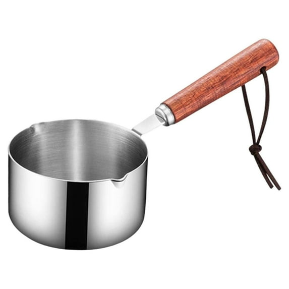 JWDX Bakeware Clearance, Stainless Steel Pan Mini Milk Warmer Pot Soup Pan with Wooden Handle Small Saucepan for Butter Warmer Heating Milk Cooking