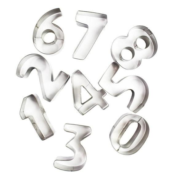 JWDX Biscuit Moulds Clearance, Numbers Cookie Cutters 2 Inches 9Pcs Jelly Fondant Cutter Set Stainless Large Number Cutter for Fondant Cake Fruit Vegetables or Dough Stainless
