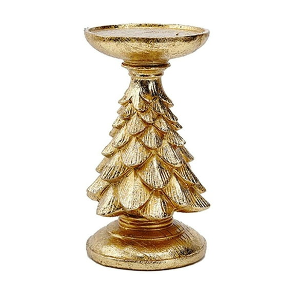JWDX Candlestick, Christmas Tree Candle Holder Gold Medium, Christmas Table Decorations Candle Holder Holiday Merry Christmas Happy Holidays Party for Indoor Christmas Decorations
