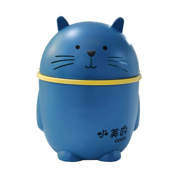 JWDX Garbage Can, Trash Can Clearance, Desktop Trash Can With Lid Mini Lid Cartoon Shape Cute Small Trash Can Japanese Household Trash Bucket Blue