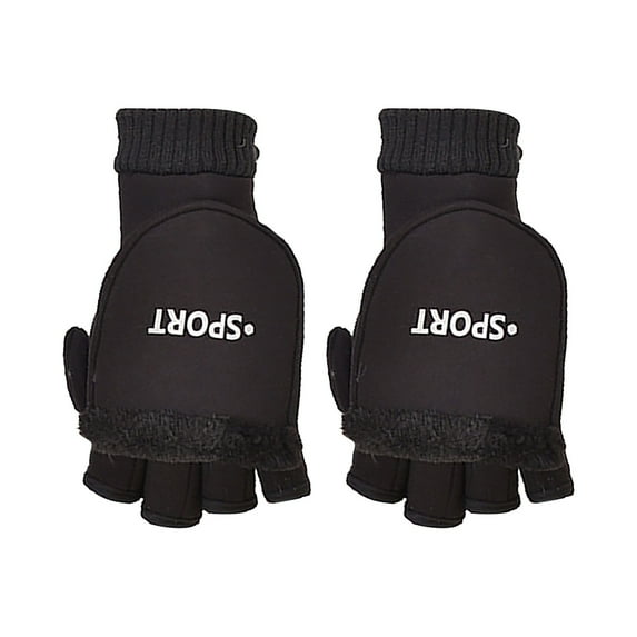 JWDX Gloves Clearance,Winter Items,Gloves Autumn And Winter Knitted Sports Thickened Men'S Flip Half Finger Warm Cycling Fishing Photography Writing Gloves Black