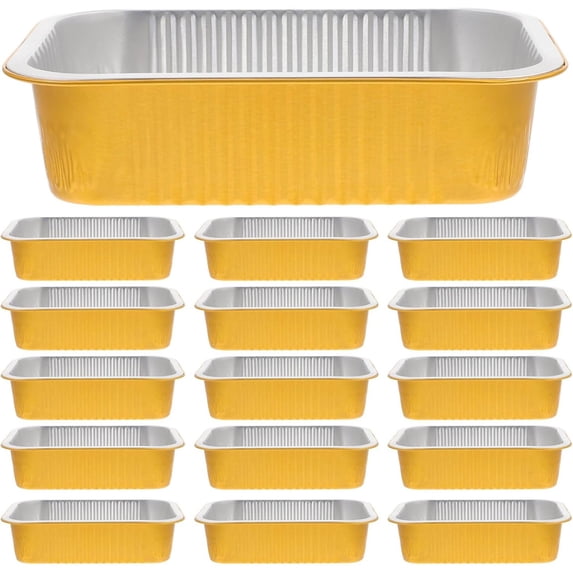 JWDX Gold Tin Box Clearance, Aluminum Pans 25Pcs Heavy Duty Disposable Foil Pans for Baking Roasting Chafing 750Ml Deep Tin Foil Bakeware Steam Table Tray Cookware Food Prepping Cake Oven Pan
