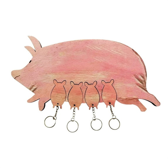JWDX Home Decoration, Key Holder, Pig Wall Decoration Animal Decoration Cute Pig Wall Art Rustic Wall Decoration Wood Plank Hollow Decoration Farmhouse Pink