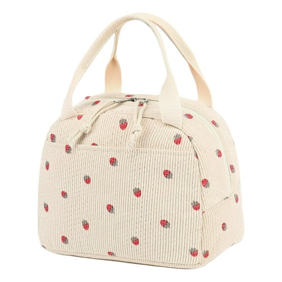 JWDX Lunch Bag Clearance, Bag for Women Men Cute Corduroy Lunch Tote Bags Reusable Insulated Lunch Box Large Capacity Reusable Insulated Cooler for Work Picnic or Travel (Corduroy Strawberry)