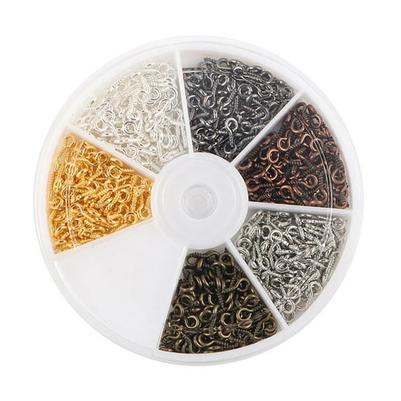 JWDX Office and Craft and Stationery Clearance! Alloy Thread Nails, 600 Pcs Eye Hooks Screw 8 X 4 Mm Steel Eye Pins for Jewelry Making Diy Crafts Eyelets Screw Threaded Silver Clasps Hooks 6 Colors
