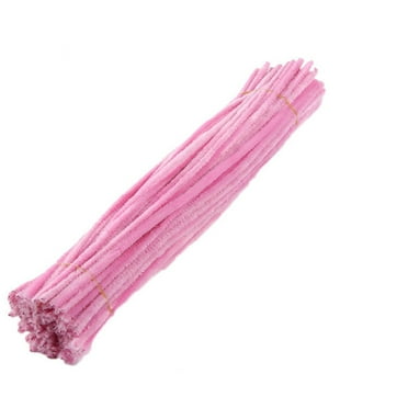 JWDX Plush Sliver Clearance 100Pc Chenille Stem Solid Color Pipe Cleaners Set for Diy Arts Crafts Decorations Pink