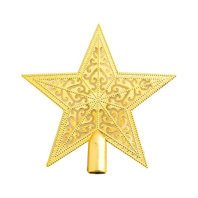 JWDX Star Clearance 5.9 inch Flat Star Tree Topper Gold Christmas Decoration Glittered TreeTop