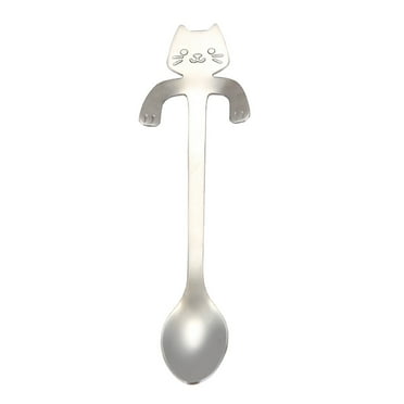 JWDX Tableware Clearance! Cat Spoon Short Handle Spoons Flatware Coffee Drinking Tools Kitchen Gadge, Stainless Steel Bowl Promotion Include 1X Spoon