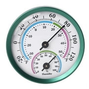 JWDX Thermometer Clearance, Indoor Outdoor Hygrometer 2 in 1 Temperature Humidity Gauge Analog Green