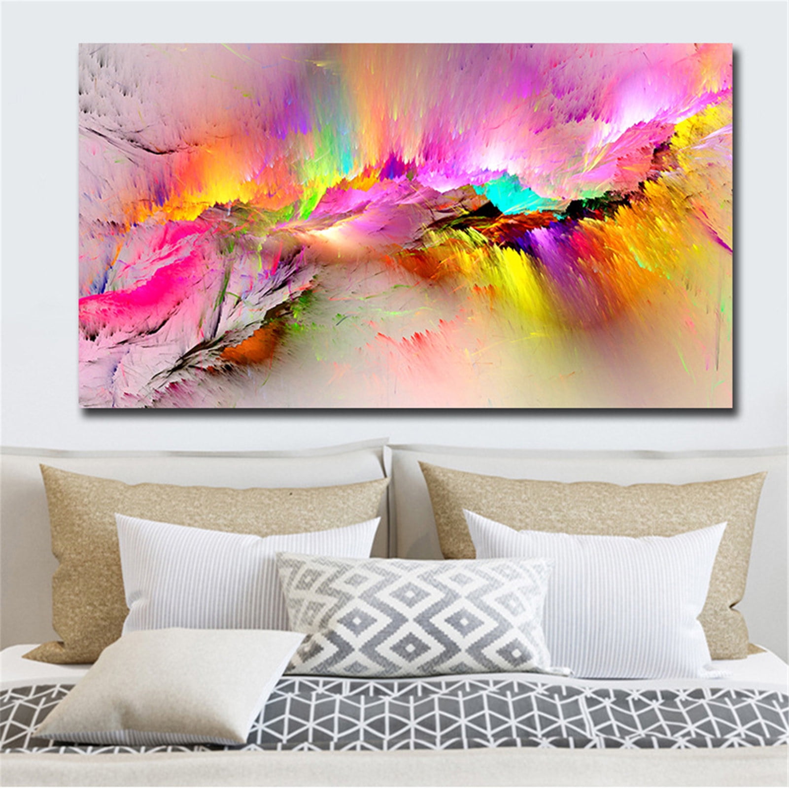 Modern Art Canvas Painting Colorful Clouds Abstract Big Size Canvas Art  Prints Poster for Living Room Home Decor 80x160cm-(31.5x62.9in)Framed-015