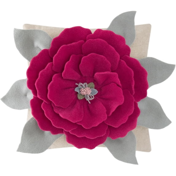 JWH 3D Contemporary Fuchsia Flowers Daily and Festival Decorative Pillow Covers for Gift Room Bedding Decor 18x18inch No Insert