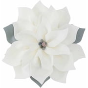 JWH 3D Decorative Round Handmade Flower Throw Pillows for Decoration 14inch White and Blue