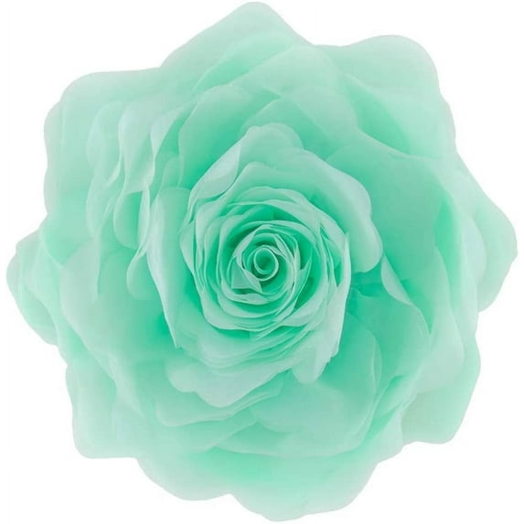 JWH 3D Decorative Soft Round Gauze Rose Flower Throw Pillows for Sofa Bedding 12 inch Mint Green