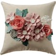 thumbnail image 1 of JWH 3D Flower Throw Pillow Cover Aesthetic Decorative Floral Accent Pillow Case Handmade Pillowcase for Bed Living Room Couch Office 18x18inch Pink, 1 of 11