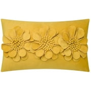 JWH 3D Handmade Aesthetic Decorative Spring Flower Accent Throw Pillow Cases for Decoration and Gift 12x20inch Gold