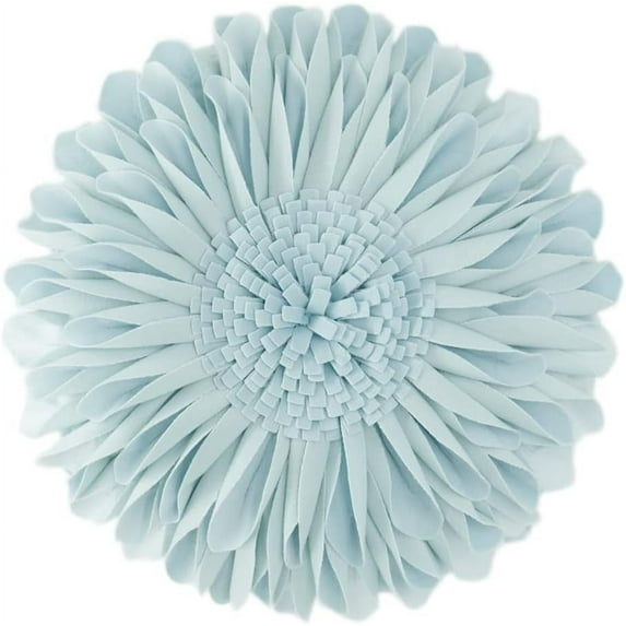 JWH 3D Handmade Aesthetic Decorative Velvet Flower Throw Pillows Soft Sunflower Pillow for Bedroom Couch Bed Decor 14inch Light Blue