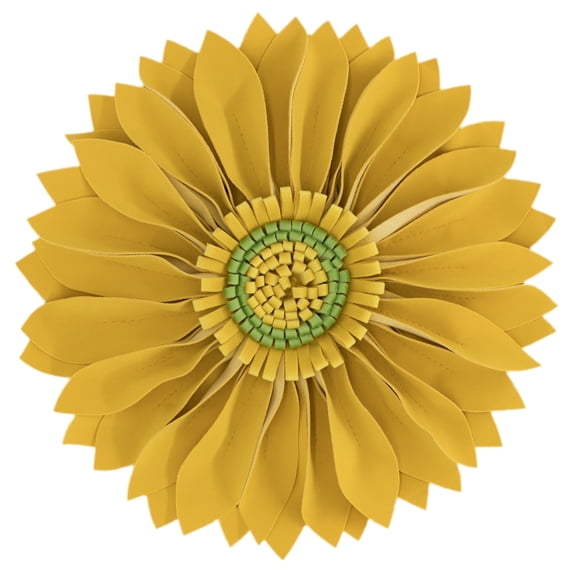 JWH 3D Handmade Aesthetic Round Decorative Daisy Throw Pillows 12inch Gold for Sofa Couch Bedding Decoration