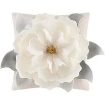 JWH 3D Handmade Decorative Floral Throw Pillow Covers for Gift and Decor 18x18inch in Cream