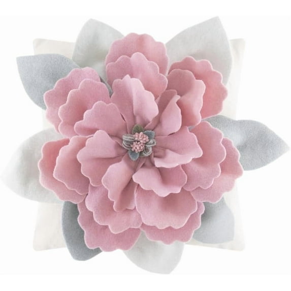 JWH 3D Handmade Decorative Wool Floral Throw Pillow Covers for Gift and Decor 18x18inch in Pink