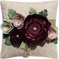 thumbnail image 1 of JWH Luxury 3D Handmade Decorative Flower Accent Pillow Covers 18x18inch Cotton Polyester Blend for Home Decoration Burgundy, 1 of 11