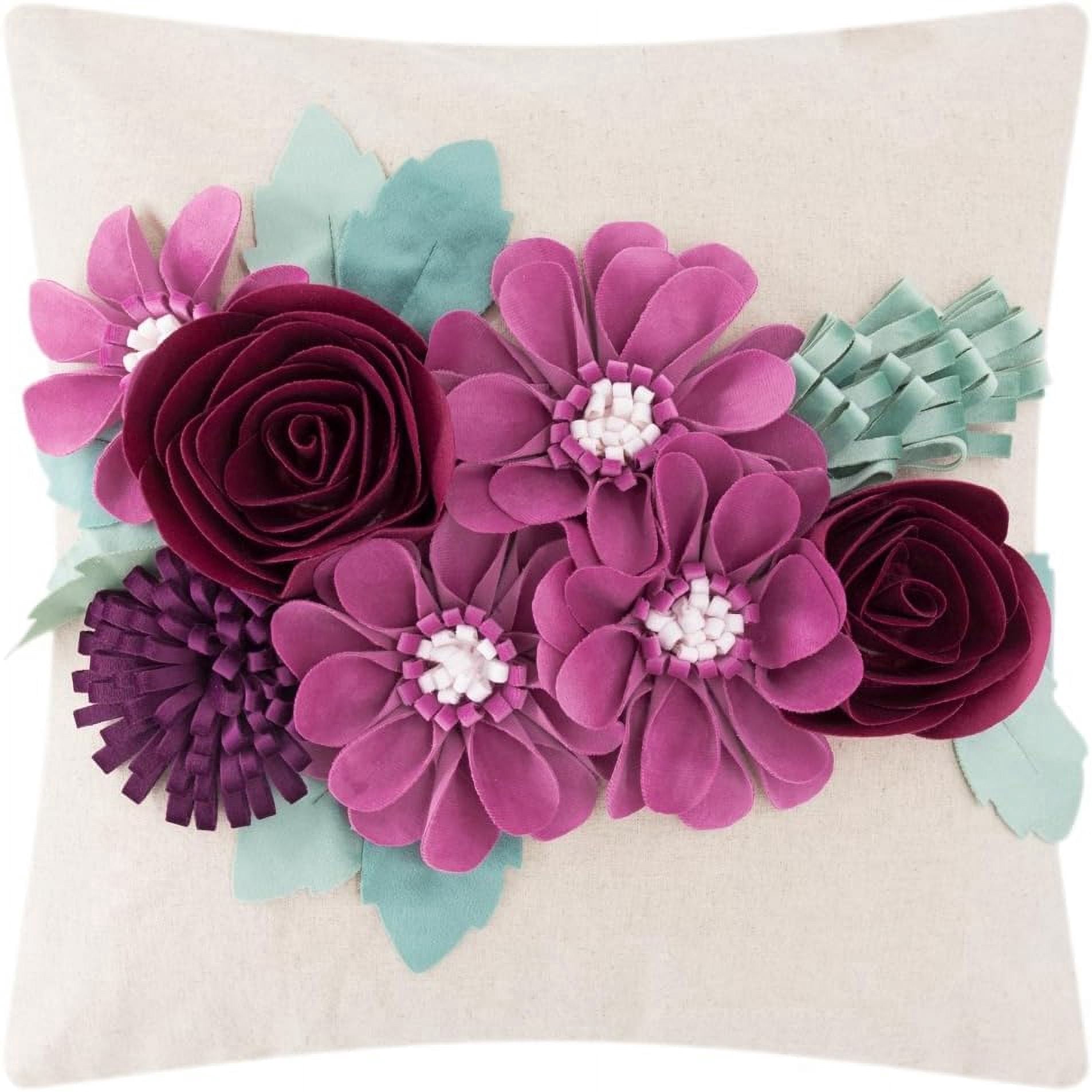 JWH 3D Fuchsia Decorative Flower Throw Pillow Covers for Unique and Stylish Decoration 18x18inch Square