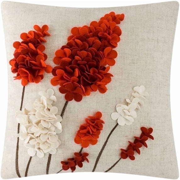 JWH Lavender Flower Throw Pillow Covers Aesthetic Decorative Beige Floral Accent Pillow Case for Bedding Sofa Couch Chair Decoration 18x18inch Orange