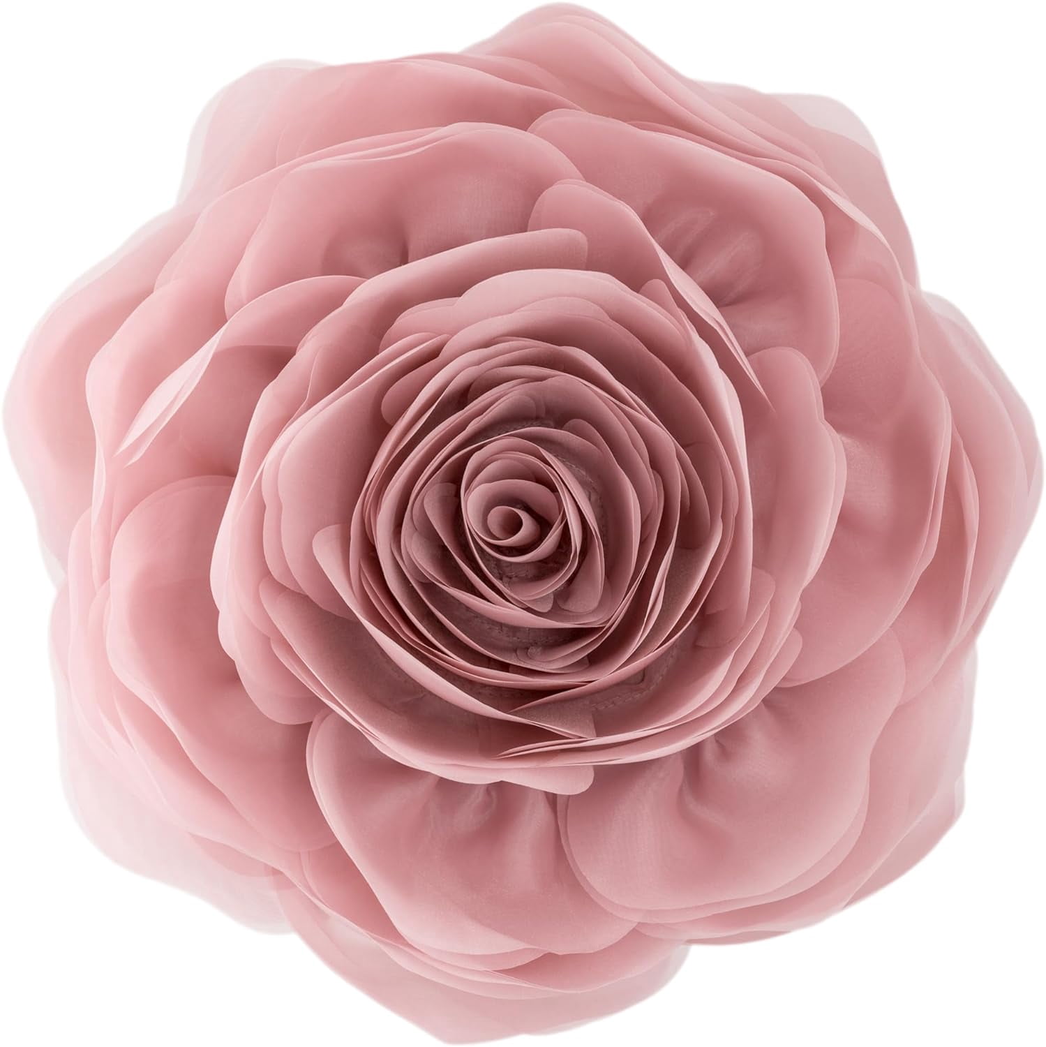 JWH 3D Handmade Decorative Soft Round Accent Flower Pillows Cushions for Sofa Bedding 12 inch Rose Gold