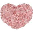 thumbnail image 1 of JWH 3D Handmade Decorative Valentine Suede Flower Throw Pillows in Heart Shape 13 x 16inch Pink, 1 of 12