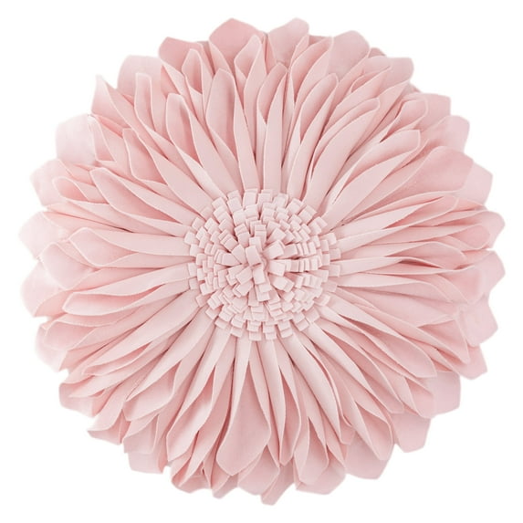 JWH 3D Handmade Decorative Velvet Flower Throw Pillows Aesthetic Sunflower Pillow Soft for Bedroom Couch Bed Decor 14inch Light Pink