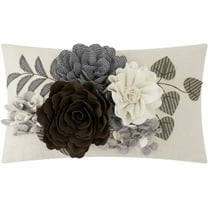JWH 3D Handmade Elegant Colorful Flower Throw Pillow Covers Accent Pillow Case for Decoration in 12*20 inch Coffee