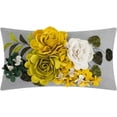 thumbnail image 1 of JWH 3D Handmade Rectangle Rich Yellow Decorative Floral Throw Flower Pillow Case Cover for Sofa Couch and Bed 12x20 inch, 1 of 10