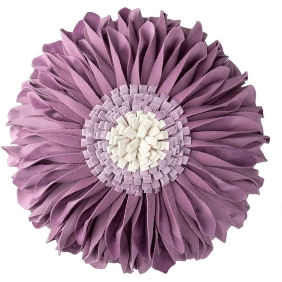 JWH Soft Round Decorative Accent Pillows in Sunflower Shape for Room Decor 12inch Lilac