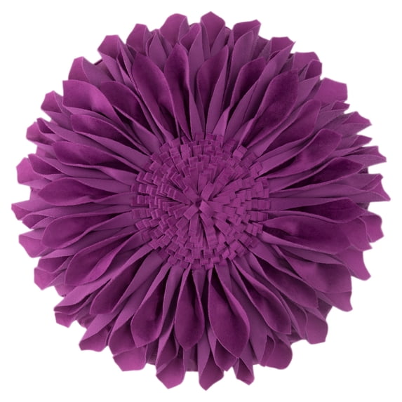 JWH 3D Handmade Round Decorative Soft Velvet Flower Pillows Throw Pillows for Bedroom Couch Bed Decor 14 Inch Berry
