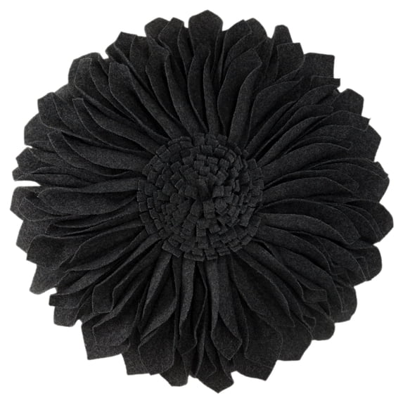 JWH 3D Handmade Round Decorative Wool Throw Pillows 14inch Deep Grey