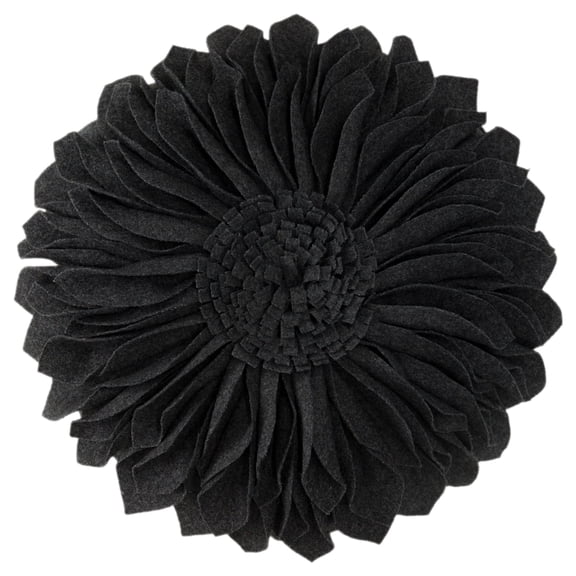 JWH 3D Handmade Round Decorative Wool Throw Pillows 14inch Deep Grey