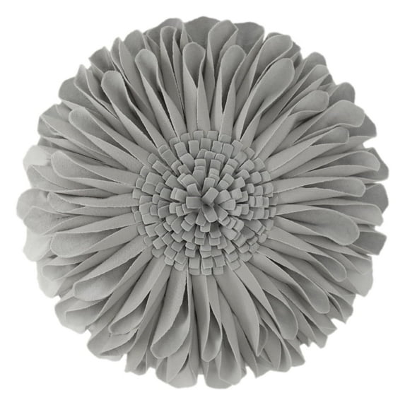JWH 3D Handmade Round Velvet Sunflower Throw Pillow Cushion for Sofa Bed Living Room Guest Room 12inch Grey