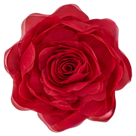 JWH 3D Handmade Soft Round Decorative Rose Flower Accent Throw Pillow for Bed Sofa Home Bedding 12inch Bright Red