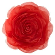 JWH 3D Handmade Soft Round Decorative Rose Flower Accent Throw Pillow for Bed Sofa Home Bedding 12inch Bright Red