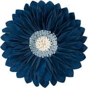 JWH 3D Handmade Soft Velvet Flower Pillows Aesthetic Sunflower Decorative Throw Pillows for Couch Bed Decor 14 Inch Navy Blue