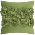 thumbnail image 1 of JWH 3D Handmade Square Decorative Soft and Smooth Velvet Flower Accent Pillow Cases 18x18inch Green, 1 of 8
