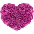 thumbnail image 1 of JWH 3D Luxury Fuchsia Velvet Rose Heart Shaped Throw Pillow Decorative Rose Petal Cushion for Bedroom Living Room Wedding and Valentine's Day 34x40cm, 1 of 8